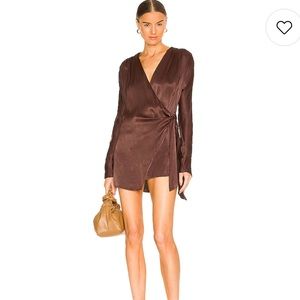 NEW NWT L'Academie Vittoria Mini Dress in Chocolate Brown